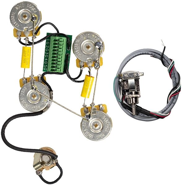 open zoom image for Mojotone Solderless Les Paul Wiring Harness, Long Shaft, Action Position Back