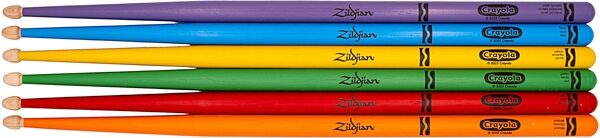 open zoom image for Zildjian Crayola Kids Drumsticks, 6-Pack, with Pad, Action Position Back