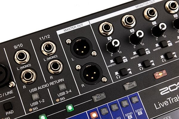open zoom image for Zoom LiveTrak L12next Digital Mixer and Multi-Track Recorder, 12-Channel, New, Action Position Back