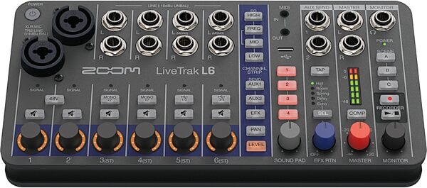 open zoom image for Zoom LiveTrak L6 Digital Mixer and Multi-Track Recorder, 6-Channel, New, Action Position Front