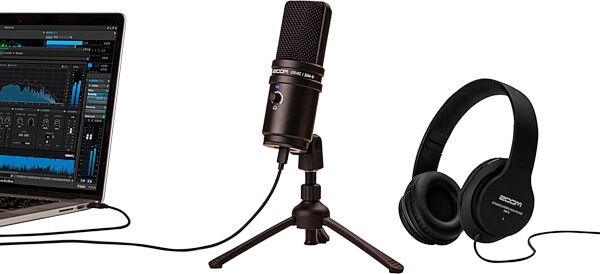 open zoom image for Zoom ZUM-2PMP USB Microphone Podcast Pack, Open Box (Very Good), Action Position Back
