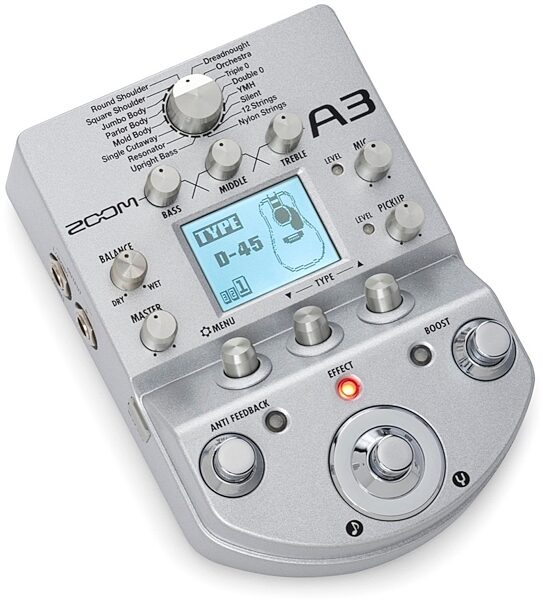 open zoom image for Zoom A3 Acoustic Guitar Effects Pedal, Angle