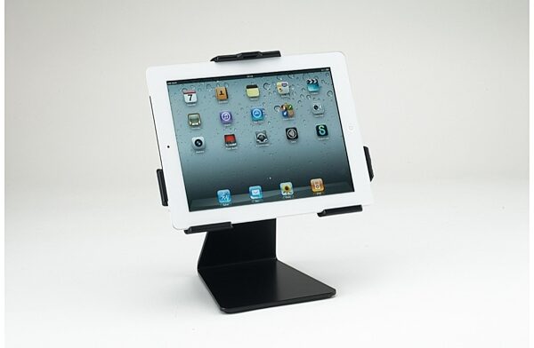 open zoom image for K&M 19752 iPad Table Stand, In Use Landscape View