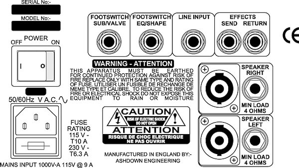 open zoom image for Ashdown ABM900 EVO II Twin Bass Amplifier Head (2x575 Watts), Back Panel