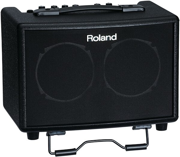 open zoom image for Roland AC-33 Acoustic Guitar Amp, Black, Angle (Stand Open)
