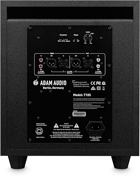 open zoom image for ADAM Audio T10S Powered Studio Subwoofer Speaker, Single Speaker, Rear detail Back