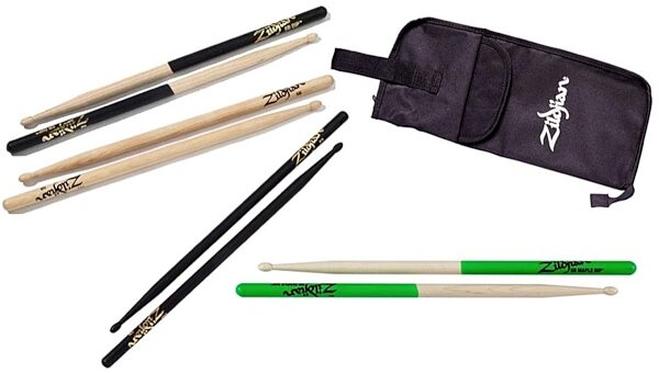 open zoom image for Zildjian 5B Wood Tip Drumstick Sampler Package with Drumstick Bag, Main