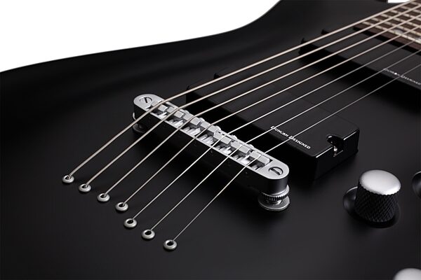 open zoom image for Schecter Omen 7 Active Electric Guitar, 7-String, Satin Black Bridge