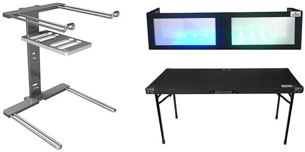 open zoom image for Grundorf DJ Table and Facade Package, with 1652 Lycra Facade and Stanton Uberstand Stand