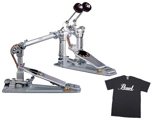 open zoom image for Pearl P3002C Demon Chain Double Bass Drum Pedal (with Case), T-Shirt Pack
