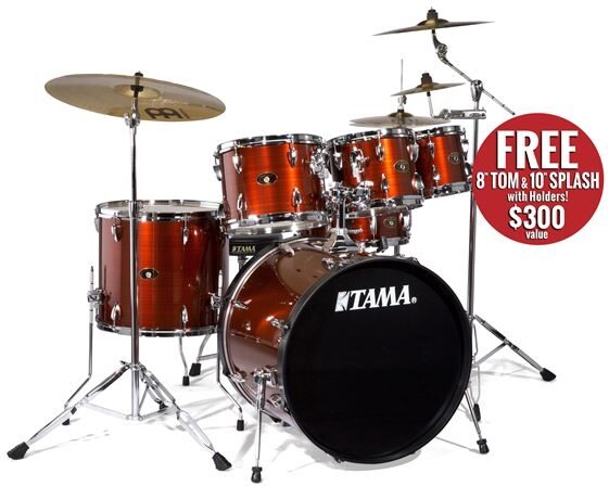 open zoom image for Tama IS52KC Imperialstar Accel-Driver Drum Set with Meinl Cymbals, Hairline Copper