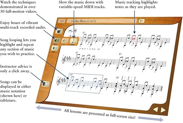 open zoom image for eMedia Intermediate Guitar Method 3 Software, Lessons