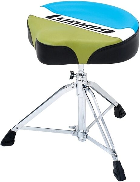 open zoom image for Ludwig Atlas Classic Saddle Drum Throne, Olive and Blue, Olive and Blue