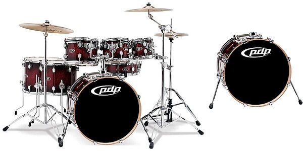 open zoom image for Pacific Drums X7 Maple Series 8-Piece Lacquer Drum Shell Kit, Red to Black Sparkle Fade