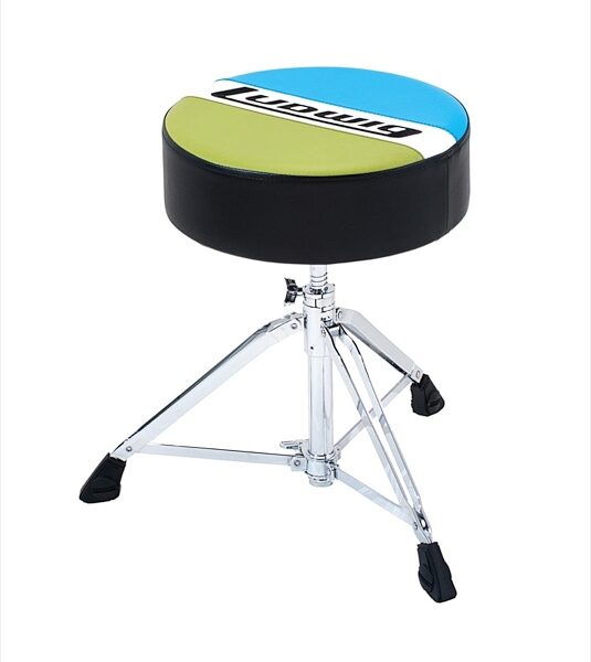 open zoom image for Ludwig Atlas Classic Round Drum Throne, Olive and Blue, Olive and Blue