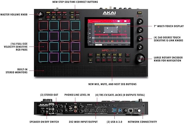 open zoom image for Akai MPC Live II Music Production Workstation, Diagram
