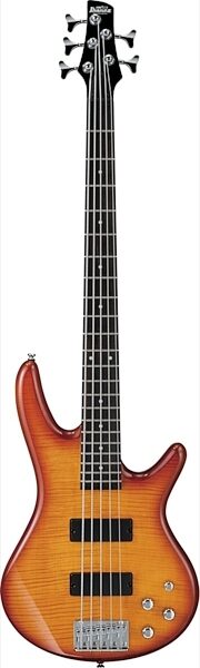 open zoom image for Ibanez GSR205FM 5-String Electric Bass Guitar, Flame Amber Burst