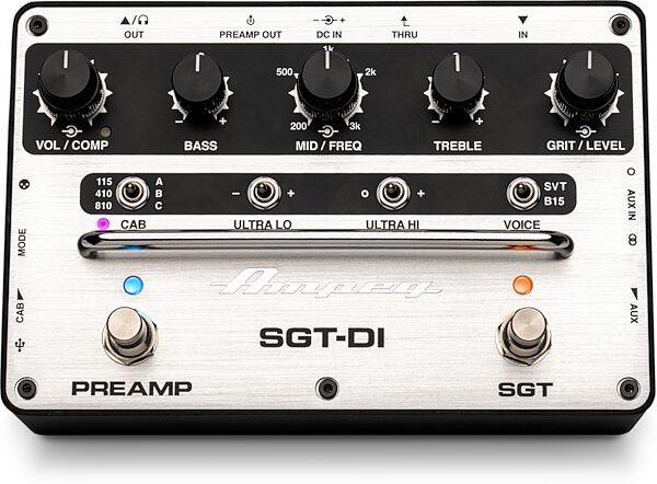 open zoom image for Ampeg SGT-DI Dual-Voice Preamp Compressor and DI Pedal, Open Box (Like New), Action Position Back