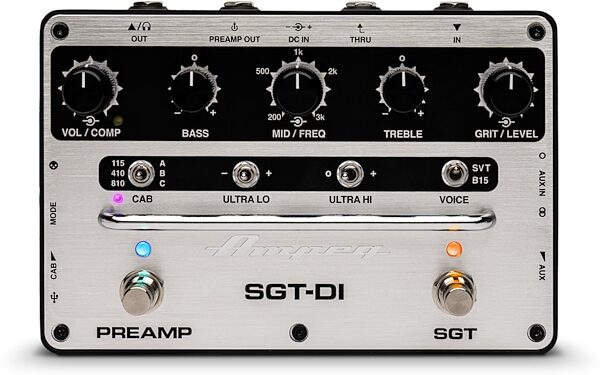 open zoom image for Ampeg SGT-DI Dual-Voice Preamp Compressor and DI Pedal, Open Box (Like New), Action Position Back