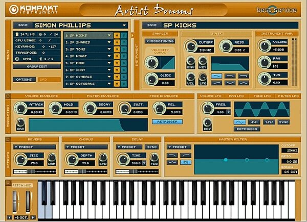 open zoom image for Best Service Artist Drums VSTi Mac/PC, Screen