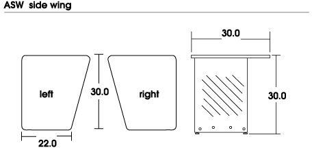 open zoom image for RaXXess ASW2029 Config-U-Raxx Angled Right Side Wing, Dimensions