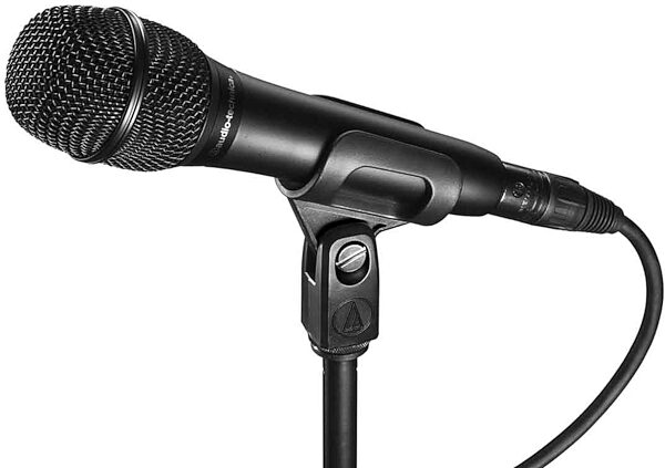 open zoom image for Audio-Technica AT2010 Handheld Condenser Vocal Microphone, New, On Stand
