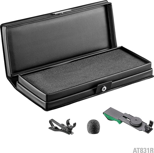 open zoom image for Audio-Technica AT831R Cardioid Condenser Lavalier Microphone with AT8533 Power Module, AT831R, with TA3F connector and guitar mount, AT831R Accessories Included