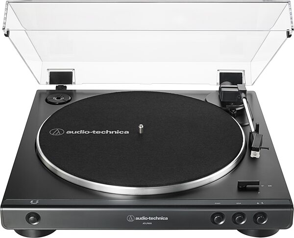 open zoom image for Audio-Technica AT-LP60X Belt-Drive Turntable, Black, AT-LP60X-BK, Action Position Back