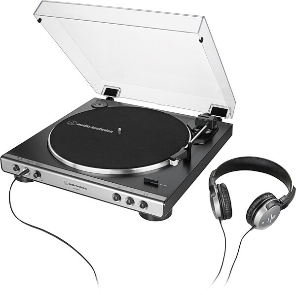 open zoom image for Audio-Technica AT-LP60XHP Belt-Drive Turntable + Headphones Combo Pack, Action Position Back