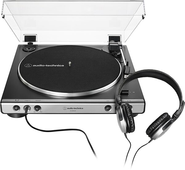 open zoom image for Audio-Technica AT-LP60XHP Belt-Drive Turntable + Headphones Combo Pack, Action Position Back