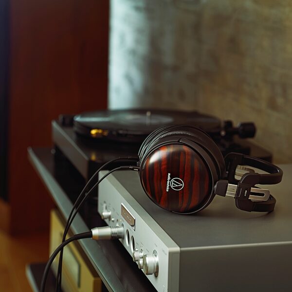 open zoom image for Audio-Technica ATH-AWKT Closed-Back Wood Headphones, Open Box (Very Good), Action Position Back