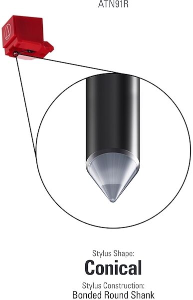 open zoom image for Audio-Technica ATN91R Replacement Stylus for AT91R, New, Alt