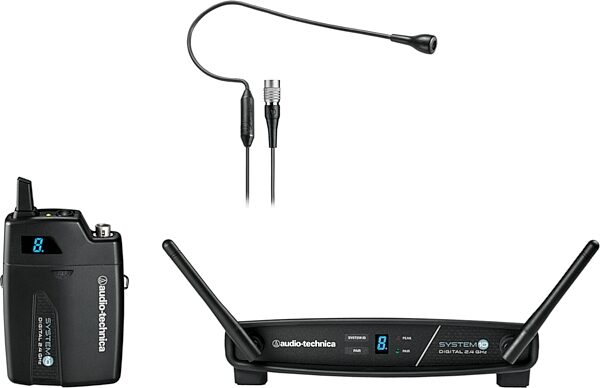 open zoom image for Audio-Technica ATW-1101/H92 System 10 Wireless Headset Microphone System, 2.4 GHz ISM Band, Black, Action Position Back