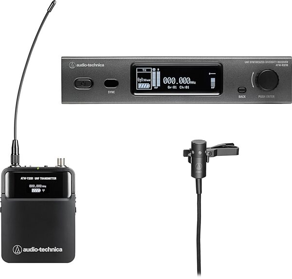 open zoom image for Audio-Technica ATW-3211/831 Fourth-Generation 3000 Series Wireless Lavalier System, Band DE2 (470.125 - 529.975 MHz), Action Position Back