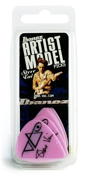 open zoom image for Ibanez Steve Vai Guitar Picks (6-Pack), Pink Box