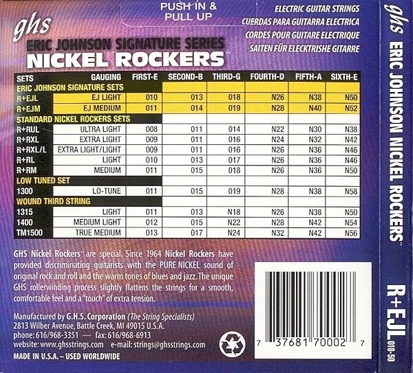 open zoom image for GHS Eric Johnson Nickel Rockers Electric Guitar Strings, Light Rear