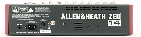 open zoom image for Allen and Heath ZED-14 14-Channel Mixer with USB Interface, New, Rear