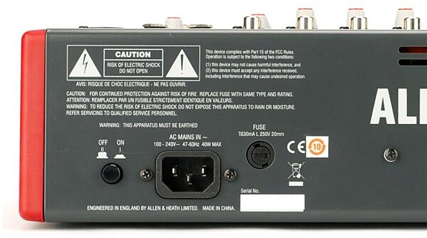 open zoom image for Allen and Heath ZED-24 24-Channel Mixer with USB Interface, New, Back