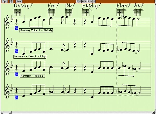 open zoom image for PG Music Band in a Box (Macintosh), Leadsheet Harmonies