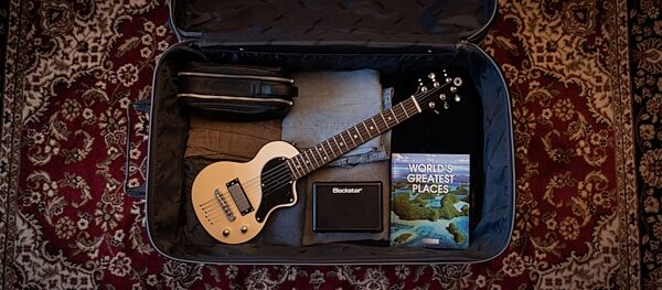 open zoom image for Blackstar Carry-On Travel Guitar Deluxe Pack with FLY 3 BT Mini Amp, In Use