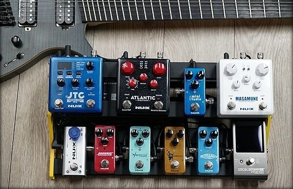 open zoom image for NUX Bumblebee Medium Pedalboard with Bag, With Bag, In Use