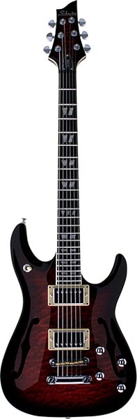 open zoom image for Schecter C1EA Semi-Hollow Electric Guitar with Piezo Pickup, Dark Vintage Sunburst