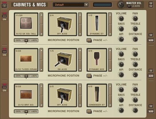 open zoom image for Native Instruments Guitar Rig Software Edition (Macintosh and Windows), Cabinets and Mic Settings