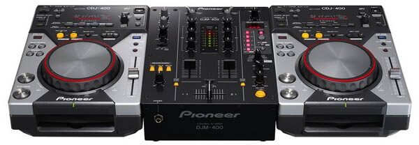 open zoom image for Pioneer CDJ-400 Pro CD/MP3 Player, Action Shot with Optional CDJ400 and DJM400 Mixer