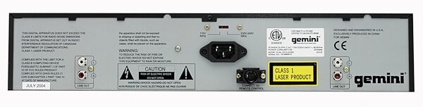 open zoom image for Gemini CDX02 Dual CD Player with Loop and Auto Cue, Back