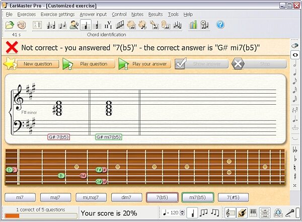 open zoom image for EarMaster Essential Ear Training Software (Mac and Windows), Screenshot - Chord ID