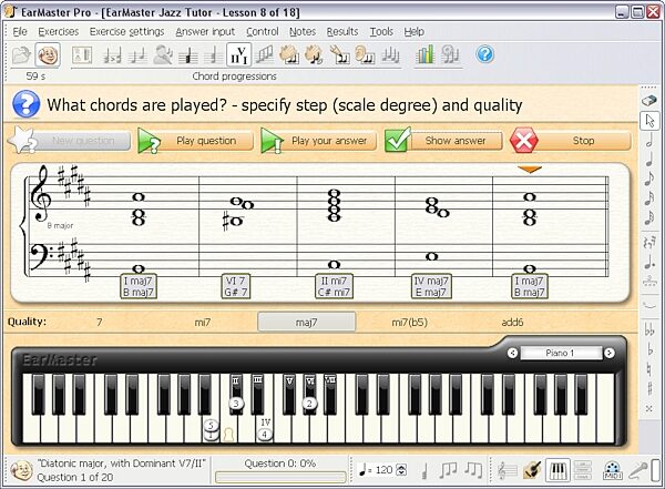 open zoom image for EarMaster Essential Ear Training Software (Mac and Windows), Screenshot - Chord Progression