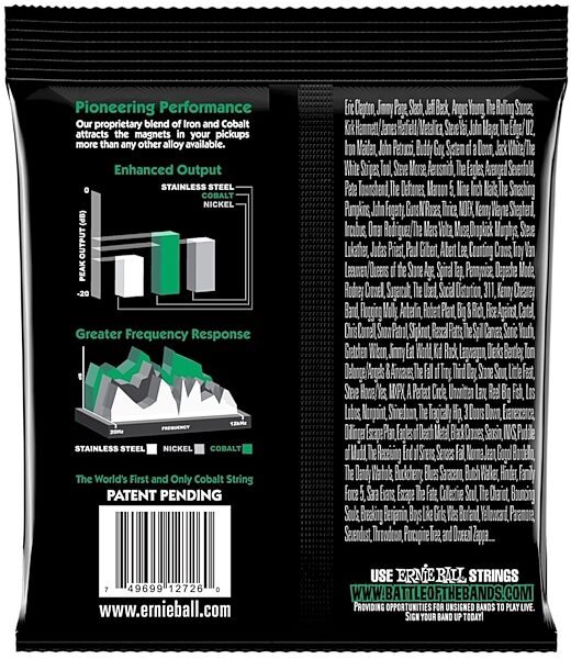 open zoom image for Ernie Ball Not Even Slinky Cobalt Electric Guitar Strings, 12-56, 2726, Back