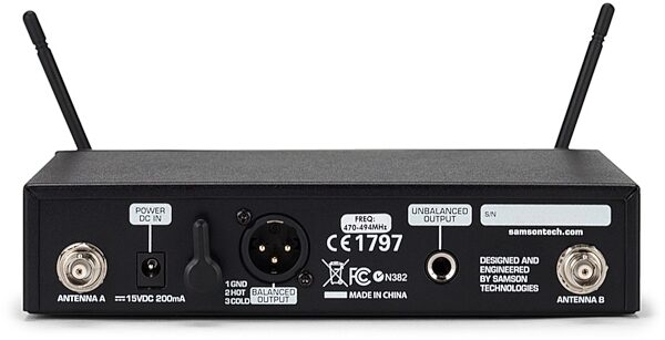 open zoom image for Samson Concert 99 Wireless Handheld Microphone System, Band D (542 - 566 MHz), Back
