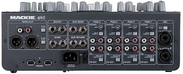 open zoom image for Mackie D4 PRO 4-Channel DJ Mixer with FireWire Interface, Back